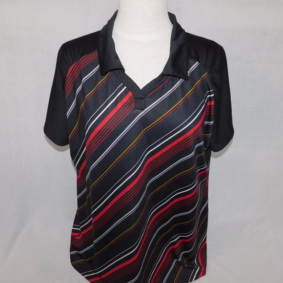 Nancy Lopez Womens Plus Size 1X Black Red White Striped Golf Polo Shirt - Picture 10 of 10
